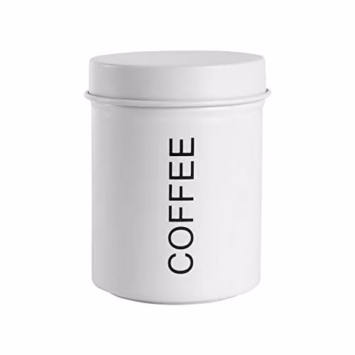 Harbour Housewares Airtight Round Metal Coffee Storage Canister in White – 1