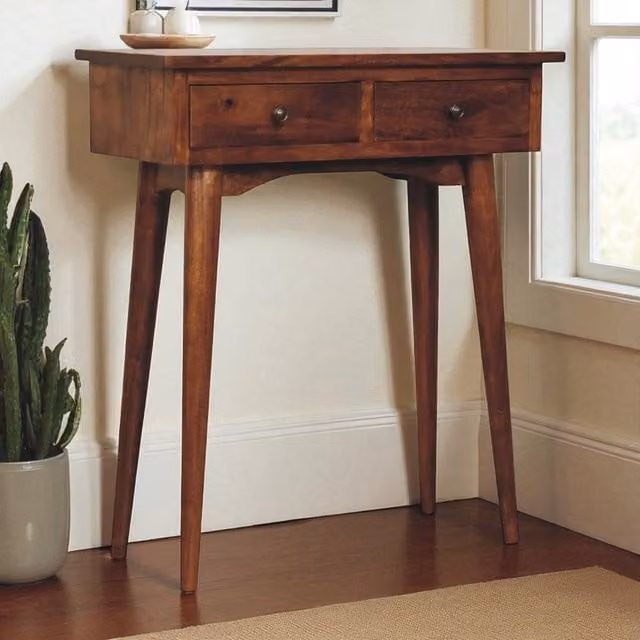 STILVORA Mango Wood Console Table with Nordic Legs in Brown Finish – 1