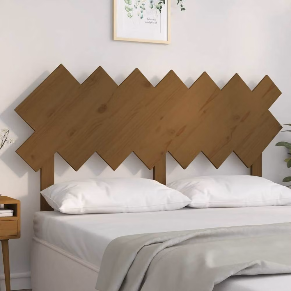 Berkfield Home Rustic Solid Wood Pine Bed Headboard in Honey Brown, W: 151.5 cm, D: 3 cm, H: 81 cm – 2