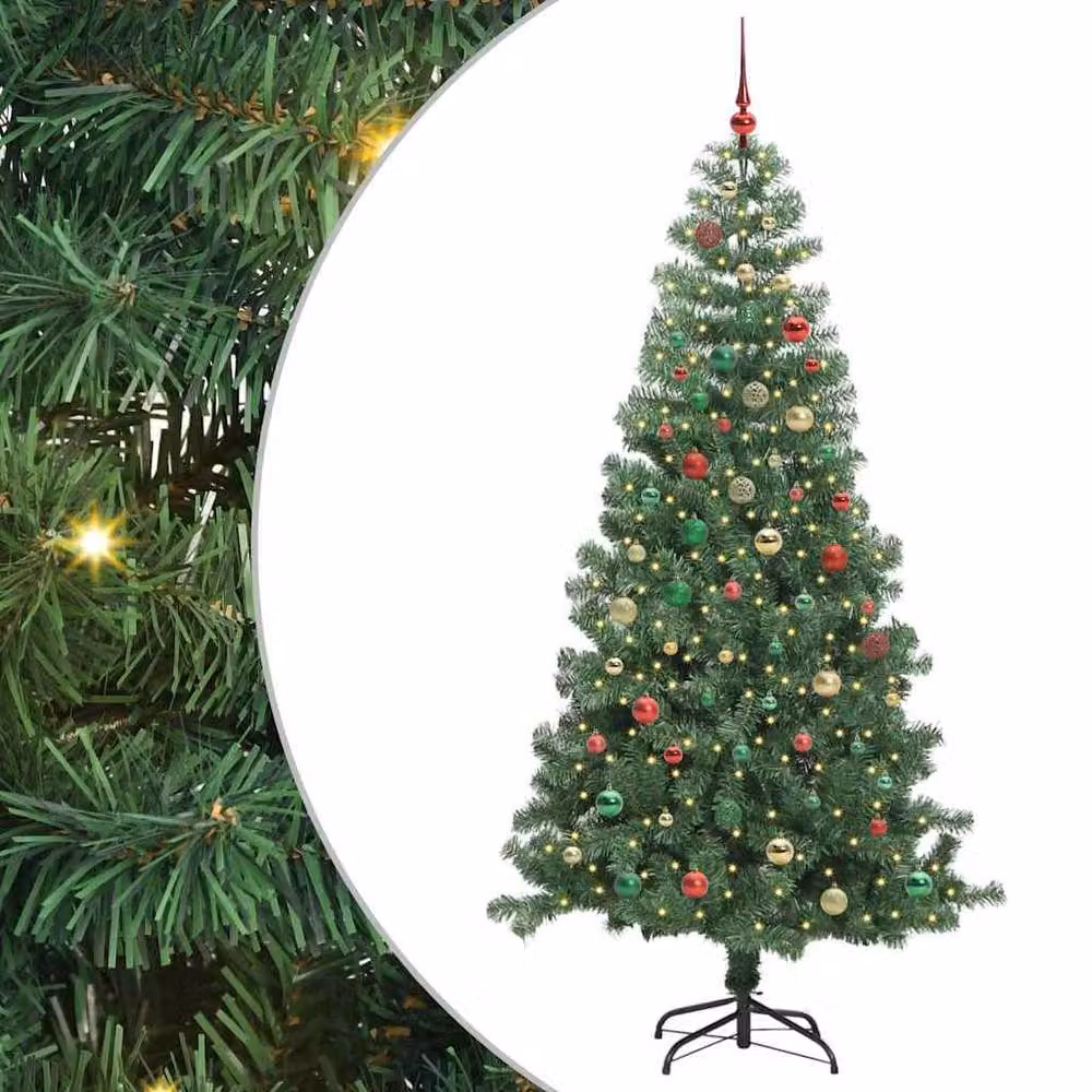 Berkfield Home Green PVC Christmas Tree with 300 LEDs and Stand, Height: 240 cm – 2
