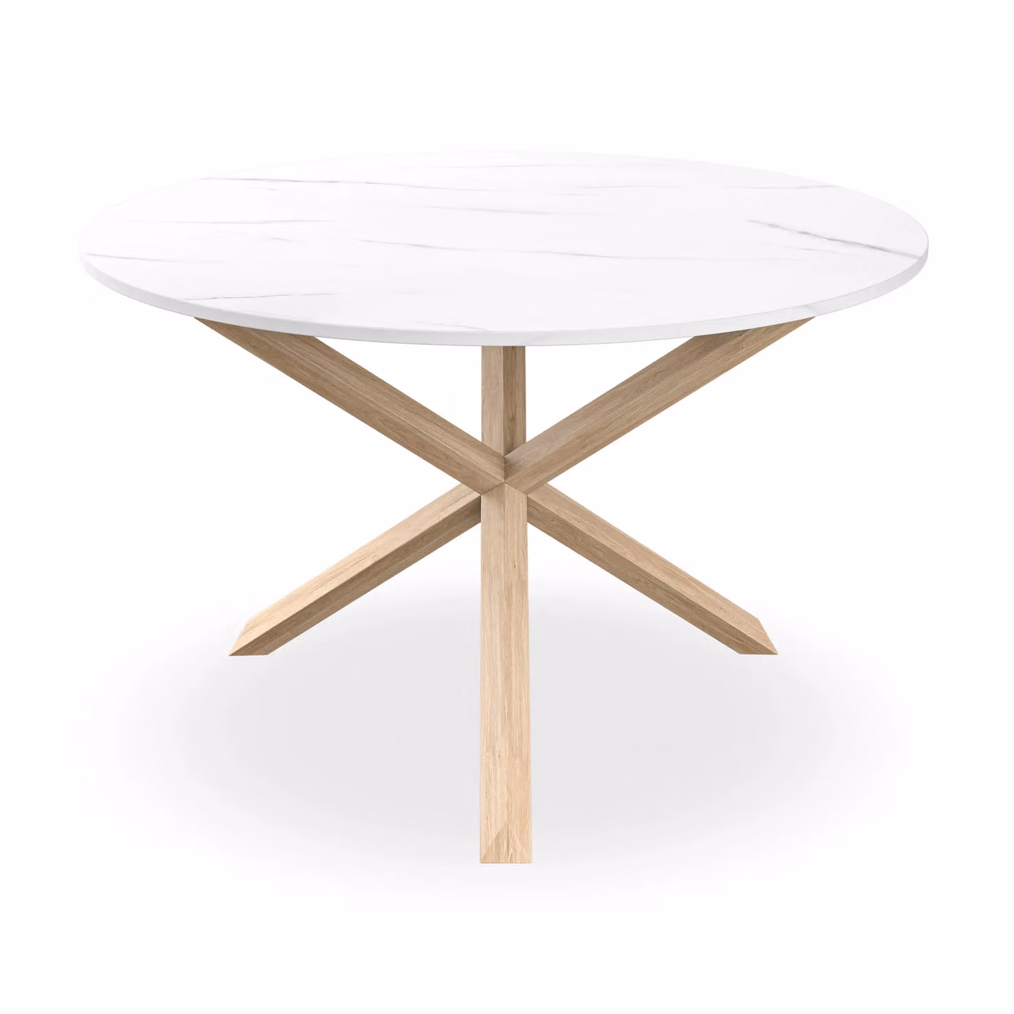 More4Homes Malvern Round Dining Table and 6 Nova Velvet Dining Chairs Set, Marble Top with Solid Oak Legs, Yellow – 2
