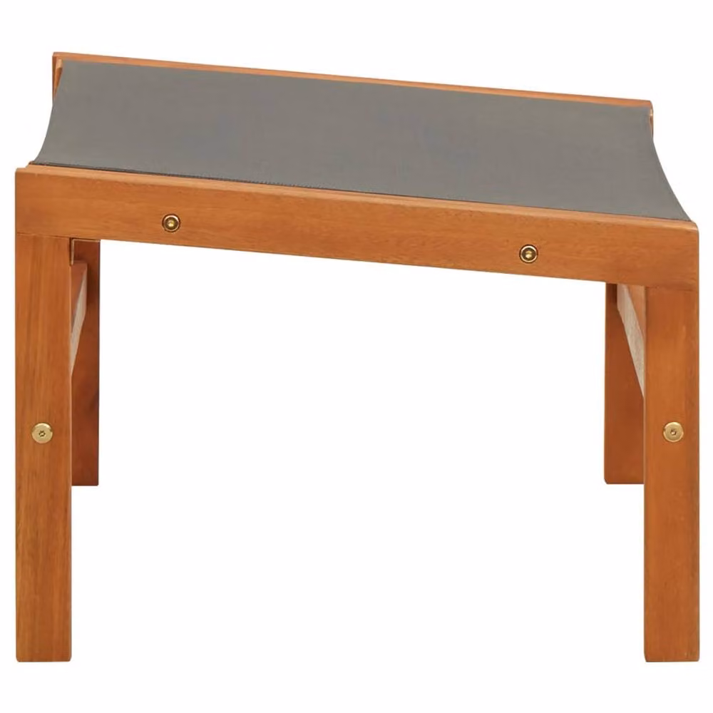 Berkfield Home Grey Garden Chair with Footrest in Solid Oiled Eucalyptus Wood and Textilene – 3