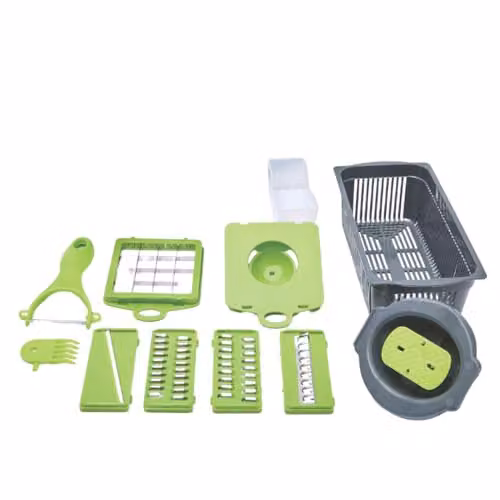 Coopers of Stortford 12-in-1 Multi-Functional Food Chopper and Slicer in Green with Stainless Steel Blades – 1
