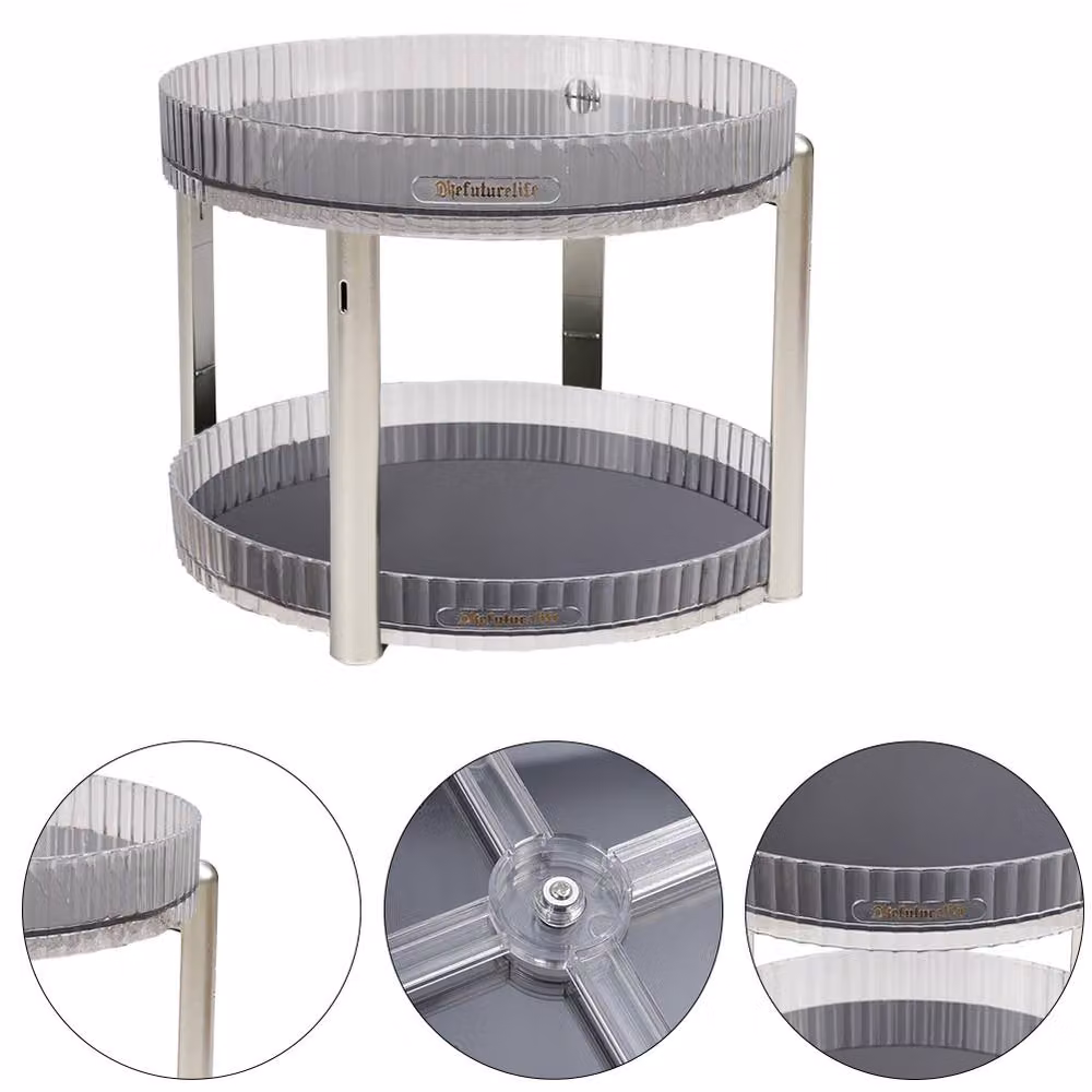 Living and Home 2-tier Round Rotating Spice Rack Storage Organizer in Clear Acrylic – 5