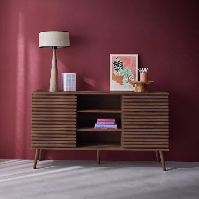 Sweekeek Scandi-style Sideboard in Dark Brown Wood Effect, W: 140 cm, H: 79 cm, D: 39 cm – 1