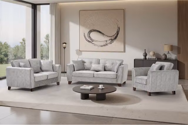 Comfy Living Modular Microfibre Upholstered Sofa Set in Grey