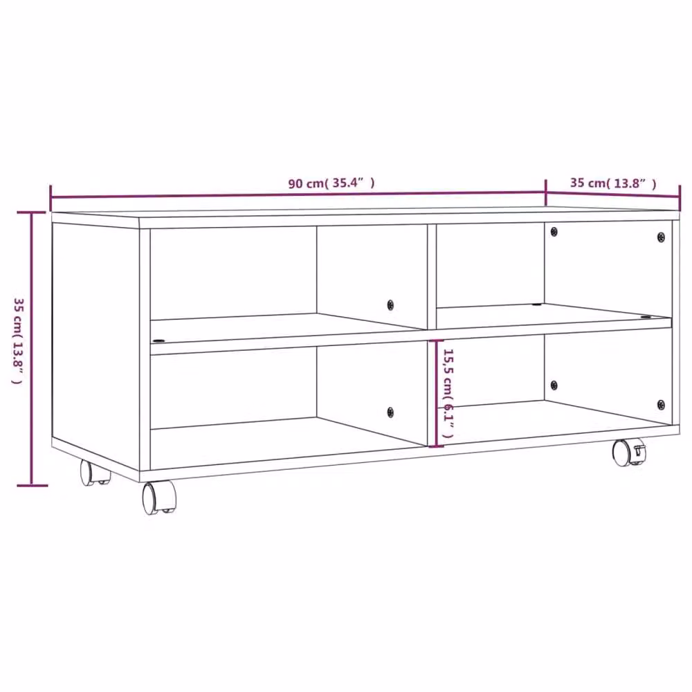 Berkfield Home TV Cabinet with Castors in Grey Sonoma, W/D/H: 90 x 35 x 35 cm – 5