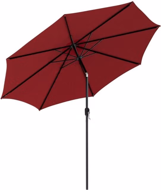 COSTWAY Red Waterproof Garden Parasol Sunshade Canopy with Aluminium Central Pole