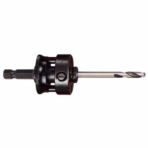 Starrett A10E Hole Saw Arbor with 6.35mm HSS Pilot Drill Bit, Black and Silver Steel, Fits 32mm-210mm Holesaws – 2