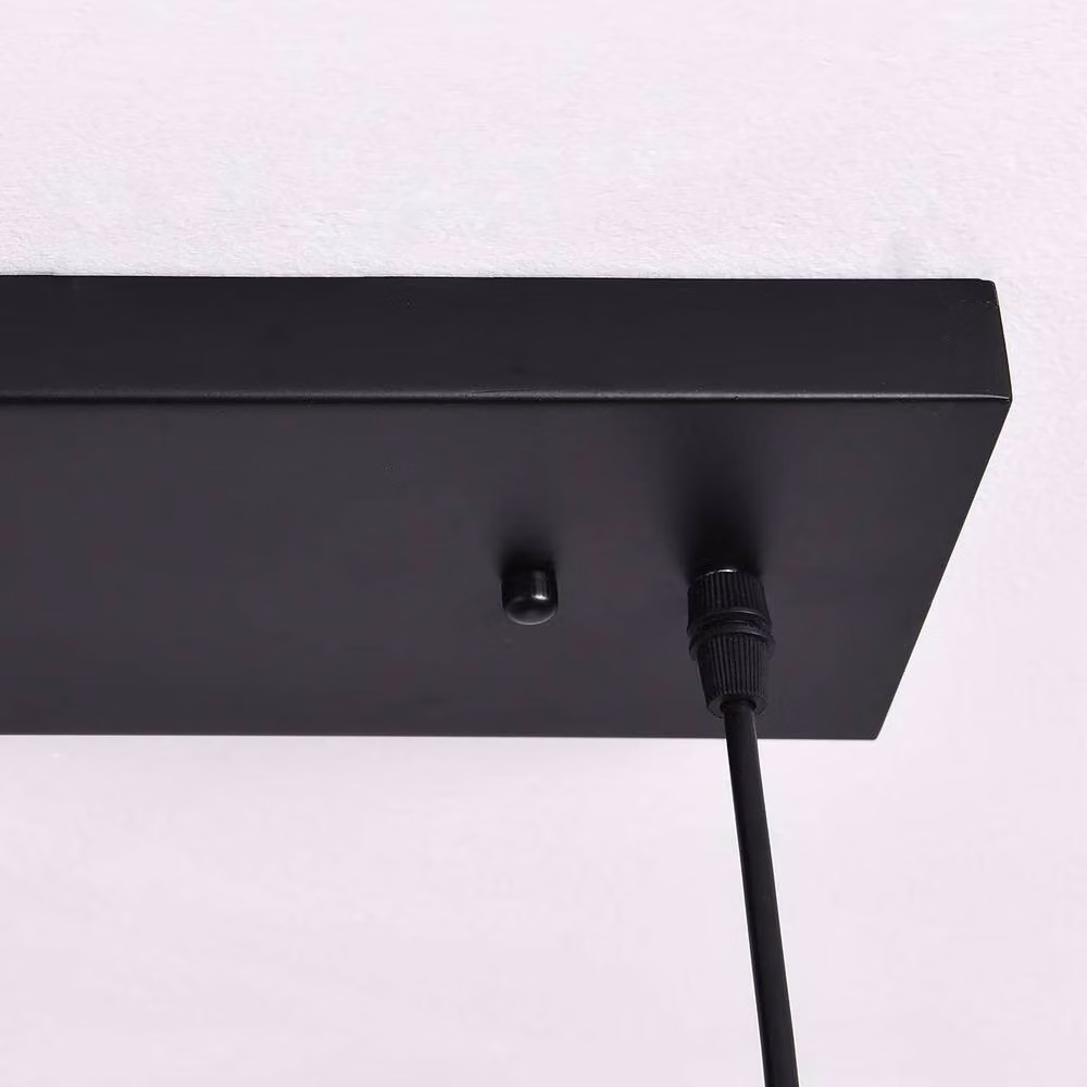 NIVOR Industrial Rectangular Kitchen Island Chandelier, Black Metal 4 x E27 Hanging Pendant Light – 6