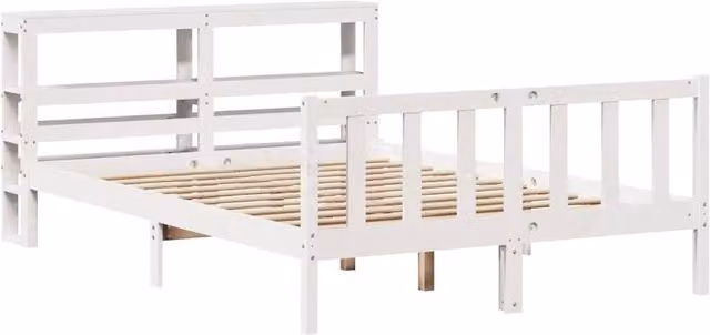 Berkfield Home Beautiful Small Double Bed Frame in White Solid Pine W/D/H: 120 x 200 cm