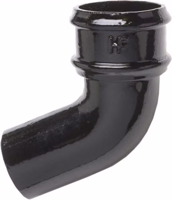 Hargreaves Premier Cast Iron Round Downpipe Bend, 112.5 Degree, 65mm, Black
