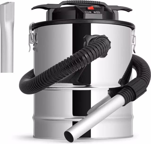 VonHaus 15L Ash Vacuum Cleaner in Silver with HEPA Filter and Stainless Steel Construction