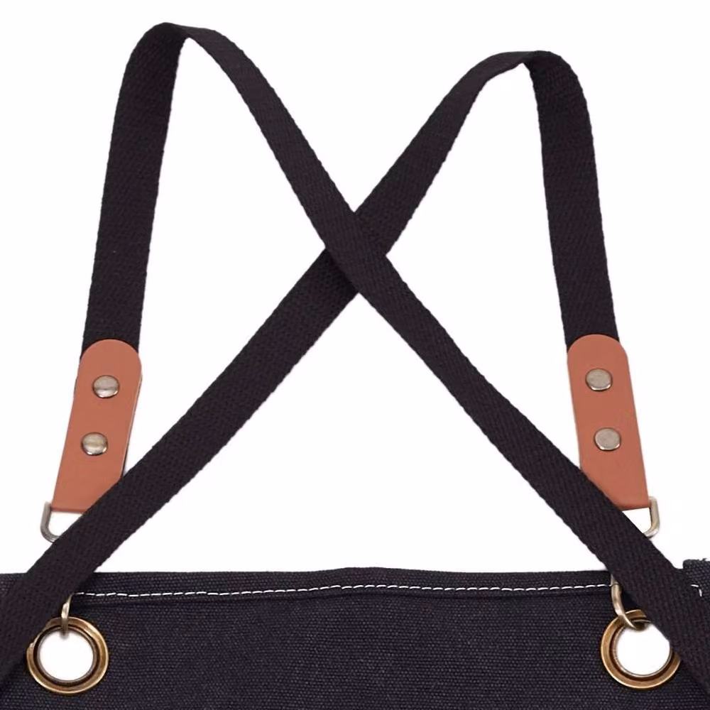 FLAVORA Unisex Black Waxed Canvas Work Apron, Waterproof and Oil Resistant, W/H: 100 x 15 cm – 4