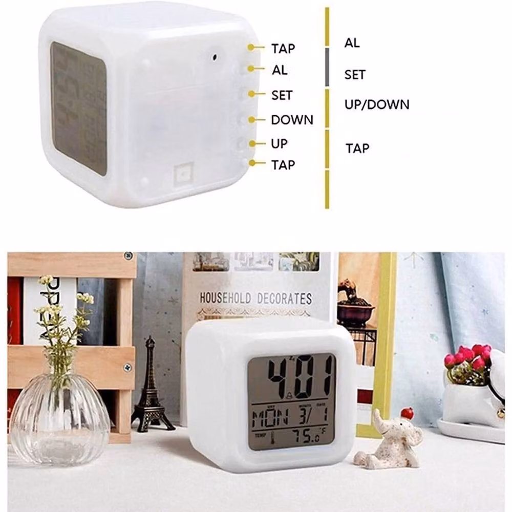 SPETLEK 7 Multi Colour Changing Digital LED Alarm Clock in White – 3