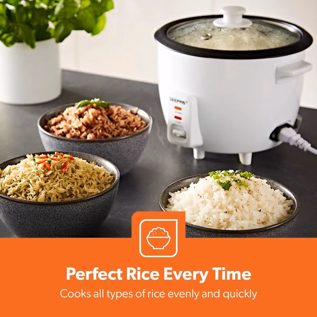 Geepas 1L Rice Cooker and Steamer with Keep Warm Function in White – 4