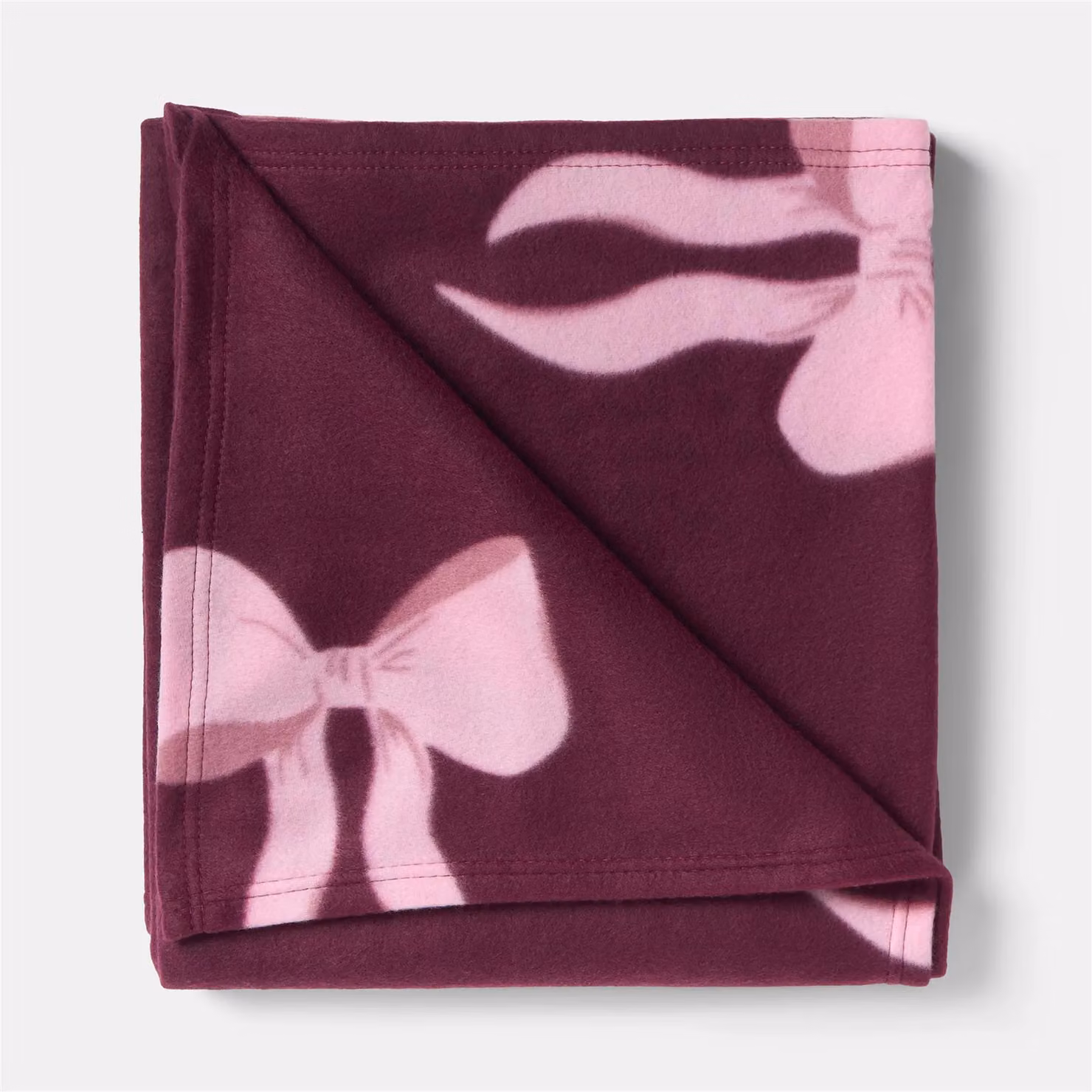 OHS Christmas Bow Print Fleece Throw Blanket, Burgundy, W/D/H: 120 x 150 cm – 6