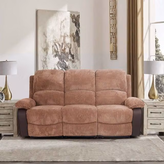 Comfy Living Ltd Brown Fabric Jumbo Cord 3 Seater Sofa