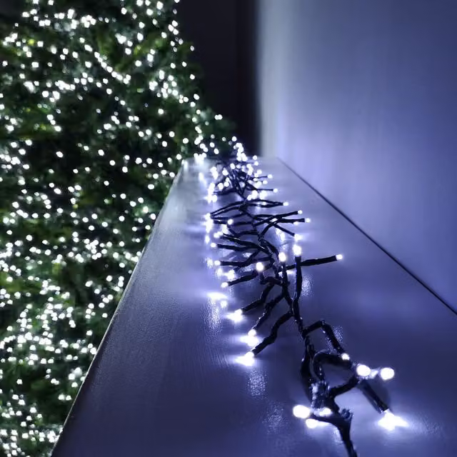Premier Decorations Clusterbrights LED Christmas Cluster Lights, 480 LEDs, 6.2m, Cool White, with Timer, Indoor and Outdoor Use