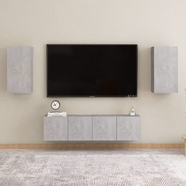 Berkfield Home 4 Piece TV Cabinet Set in Concrete Grey Matt Engineered Wood