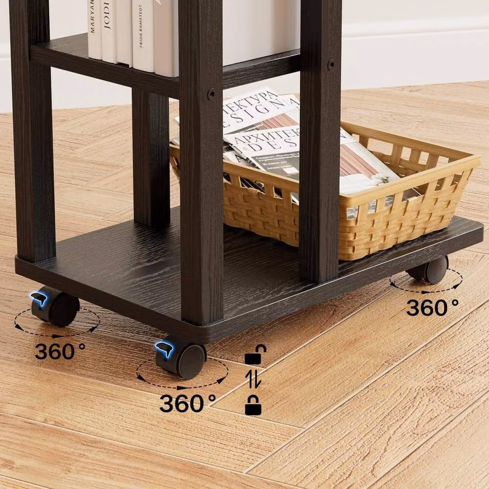 FORGEVIO Black C-Form Side Table on Wheels W/D/H: 39 x 26 x 48.5 cm – 4