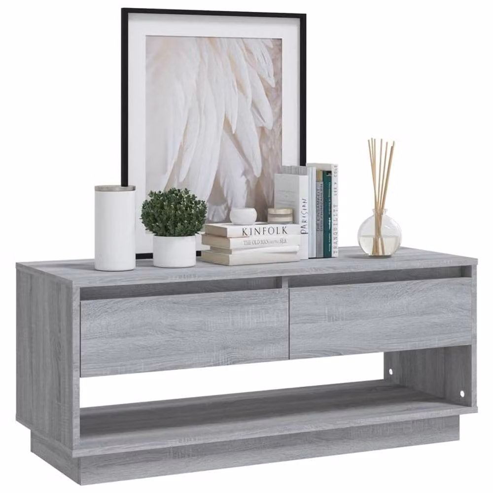 Berkfield Home Modern Grey Sonoma TV Cabinet in Engineered Wood W/D/H: 102 x 41 x 44 cm – 3
