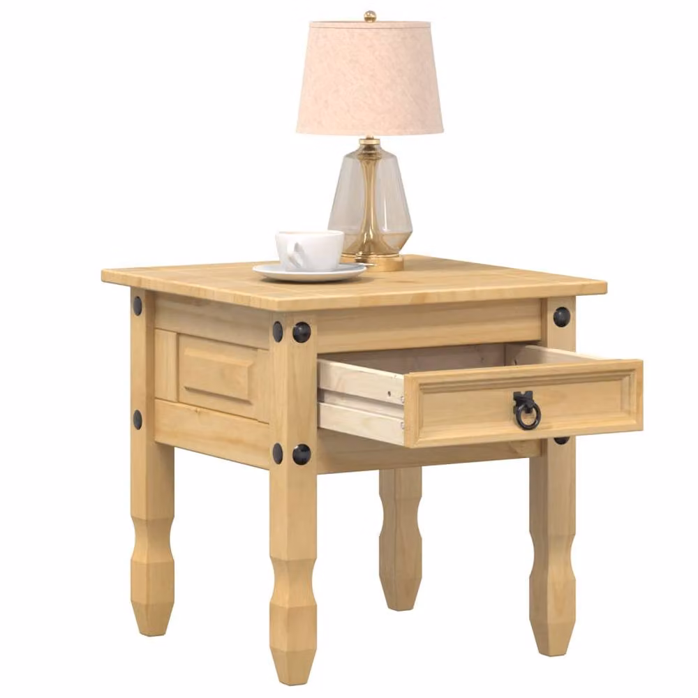 Berkfield Home Corona Side Table in Beige Waxed Solid Pine, W/D/H: 50 x 50 x 50 cm – 2