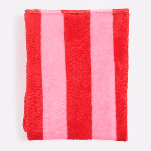 OHS Striped Fleece Throw Blanket in Red and Pink, W/D/H: 125 x 150 cm – 3