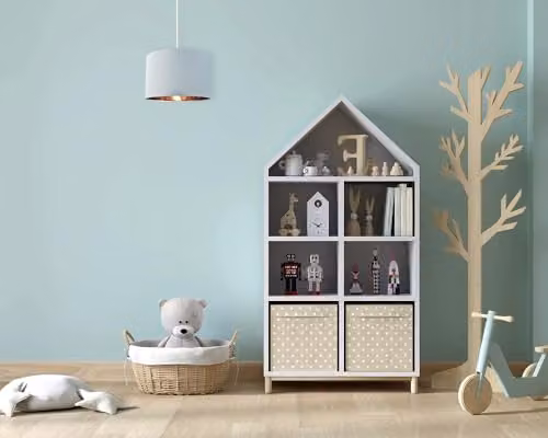 Happy Homewares Duck Egg Blue Cotton Circular Drum Lamp Shade with Shiny Copper Inner, Diameter: 30.48 cm – 3