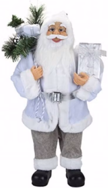 KDMD Luxury Freestanding Grey and Brown Santa Christmas Decoration, Height: 60 cm