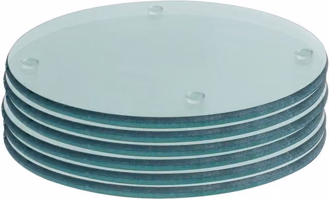 Harbour Housewares Set of 6 Round Non-Slip Glass Coasters, Clear, Diameter: 10 cm