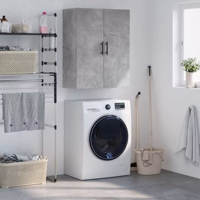 Berkfield Home Wall Mounted Cabinet in Concrete Grey, W/D/H: 69.5 x 34 x 90 cm – 1