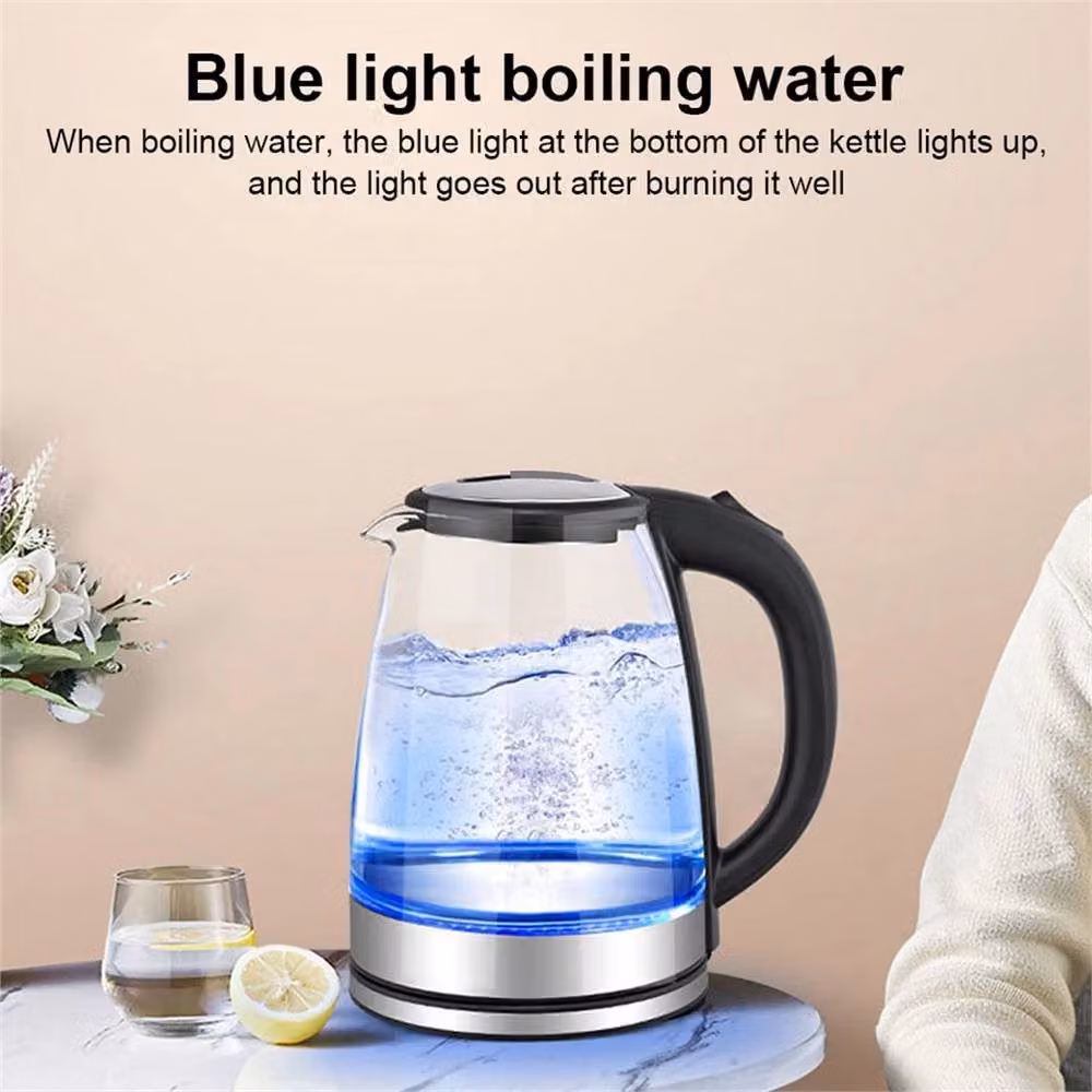 FLAVORA Glass Electric Kettle with LED Light and Auto Shut-off in Silver – 3