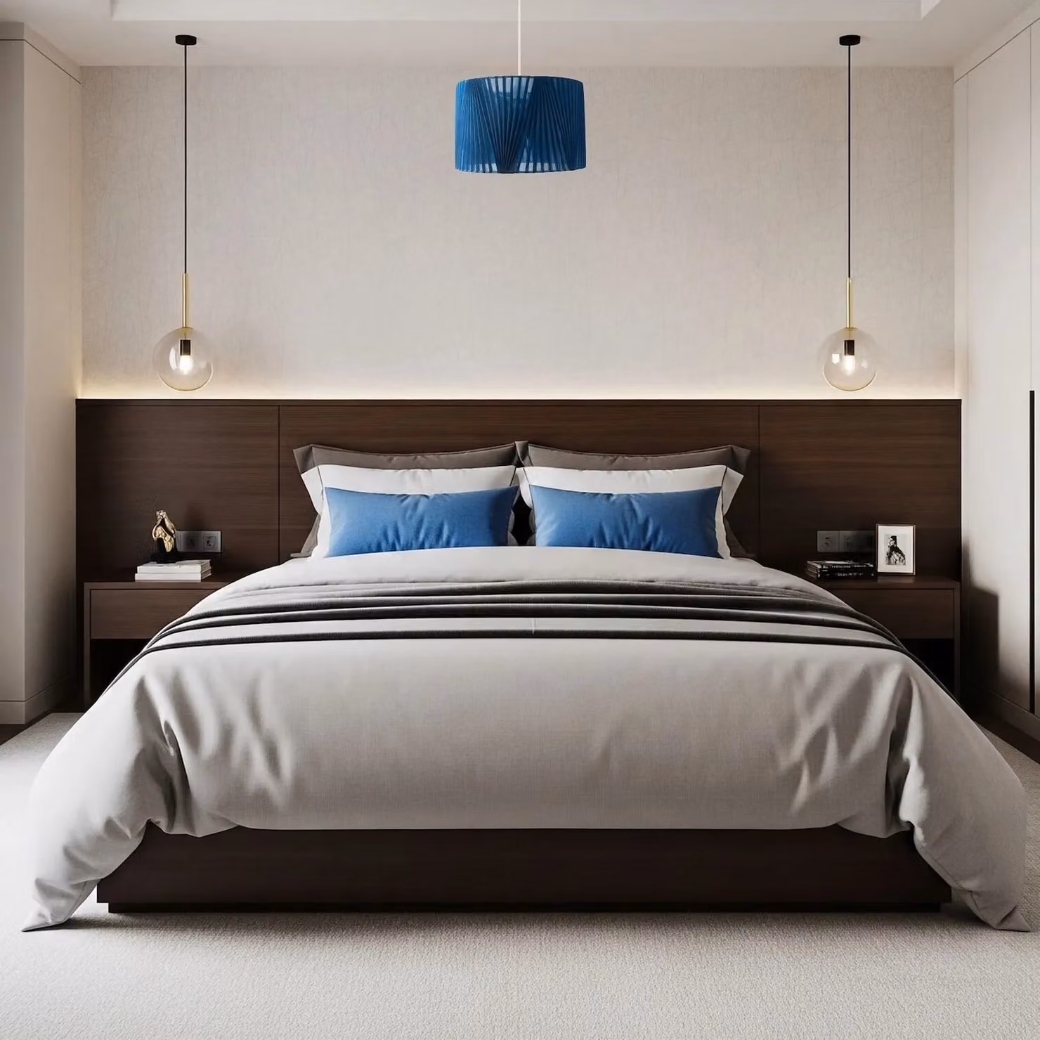 Happy Homewares Modern Midnight Blue Voile Fabric Organza Tapered Pendant Lamp Shade – 4