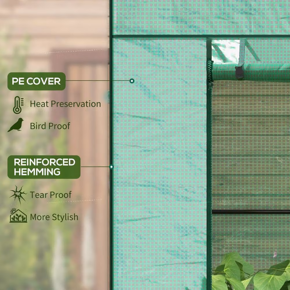 STILVORA Green Walk-In Greenhouse with Windows, W/D/H: 77 x 77 x 196 cm – 3