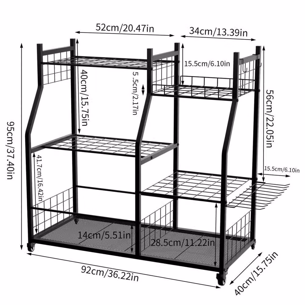 Kelvenix Garden Tool Organizer Tool Tower Rack in Black, W/D/H: 92 x 40 x 95 cm – 2