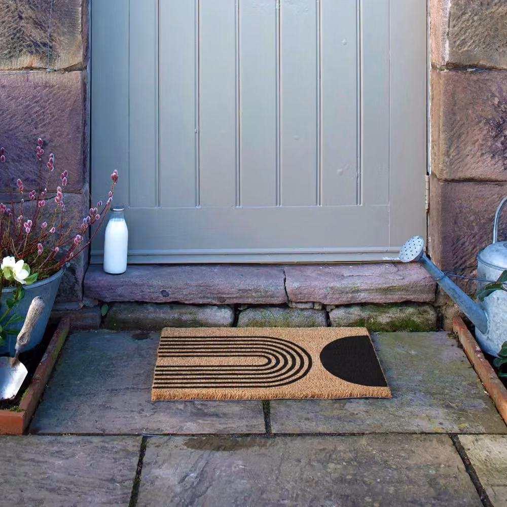 Artsy Mats Abstract Half Moon Design Semicircular Doormat in Grey, W: 60 cm, D: 40 cm – 3