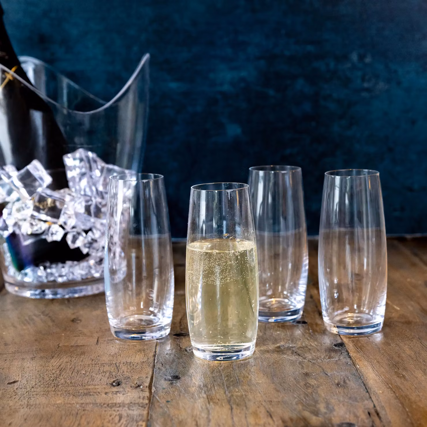 Mikasa Julie Set of 4 Stemless Champagne Flute Glasses, Clear, 266.16 ml – 2