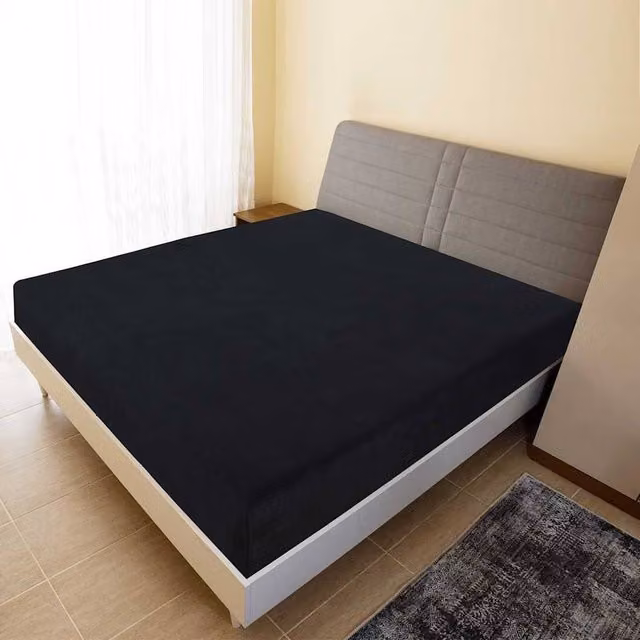 Berkfield Home Black Jersey Cotton Fitted Sheets, 2 Pack, W/D/H: 180 x 200 cm