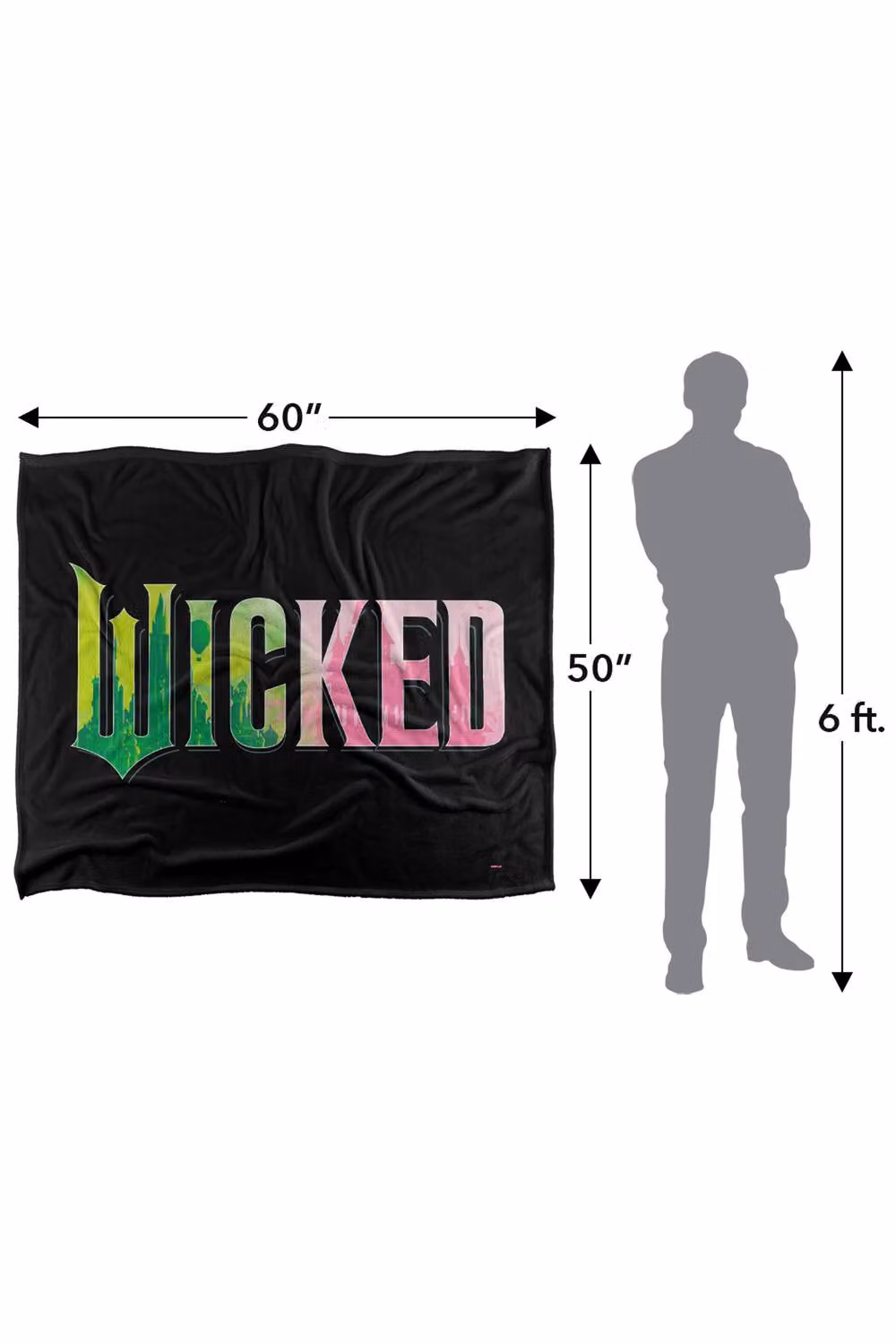 NBCU Wicked Pink and Green Logo Super Soft Throw Blanket, Large (W: 127.0 cm, D: 152.4 cm) – 3