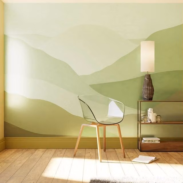 Superfresco Easy Beyond the Horizon Green Abstract Mural, W: 300 cm, H: 280 cm