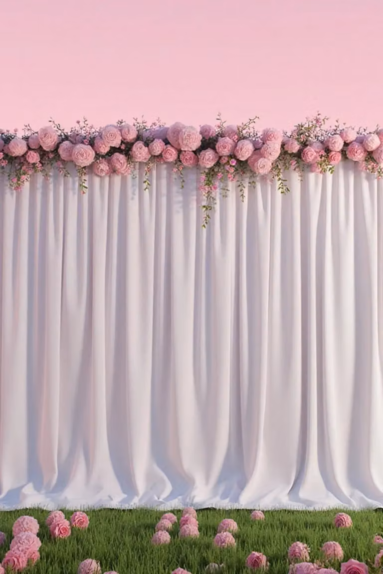 Neel Blue Spandex Backdrop Curtain, Wrinkle-Free White Polyester Fabric Panel, W: 6 m, H: 3 m