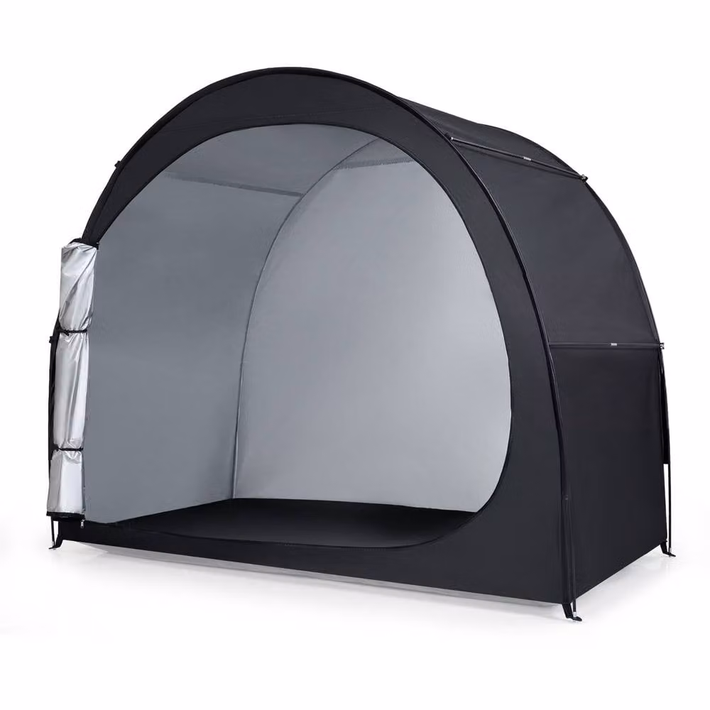 Costway Portable Bicycle Storage Tent with Floor Mat and Zippered Door in Black and Silver, W/D/H: 171 x 123 x 123 cm – 7