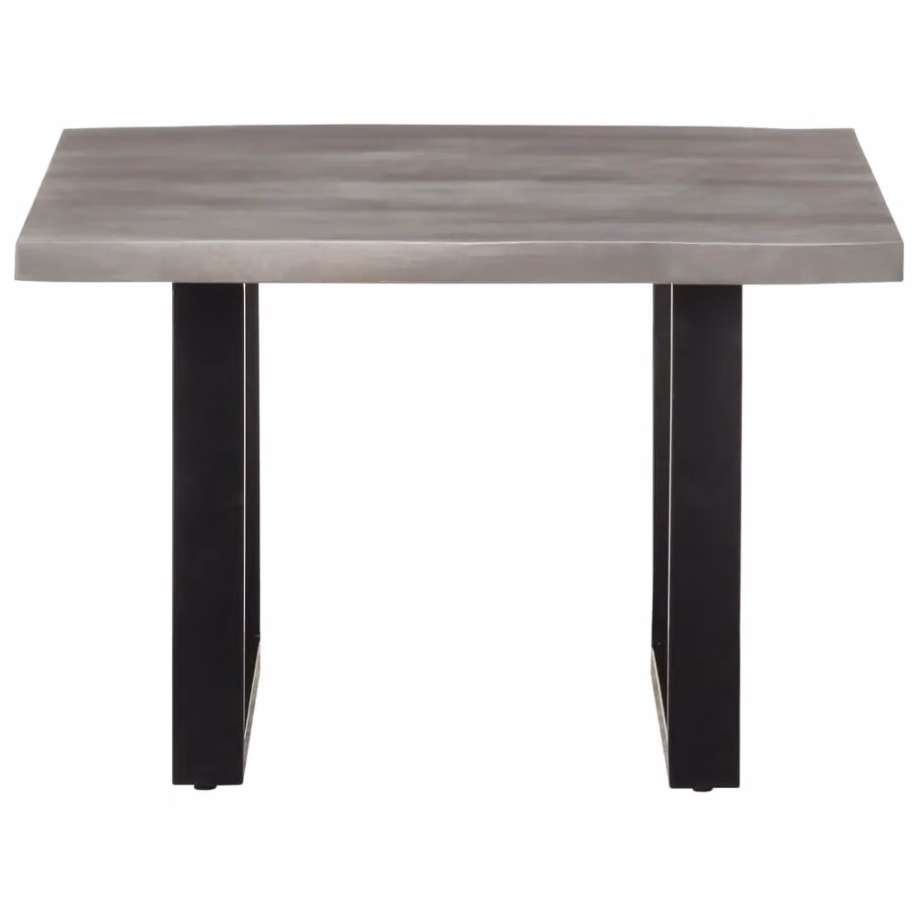 Berkfield Home Live Edge Coffee Table in Grey Solid Acacia Wood, W/D/H: 60 x 60 x 40 cm – 2