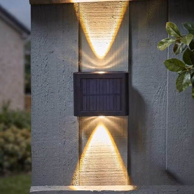 Garden Greatness Lunaria Solar 2-Way Up and Down Wall and Post Light in Black