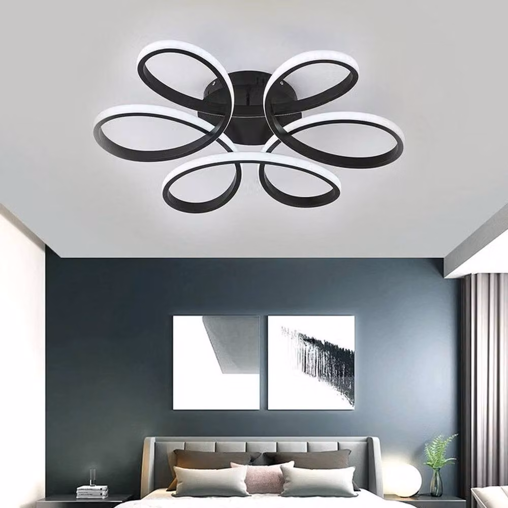 KORVIXA Modern LED Ceiling Light with Black Metal Frame and White Acrylic Panel – 2