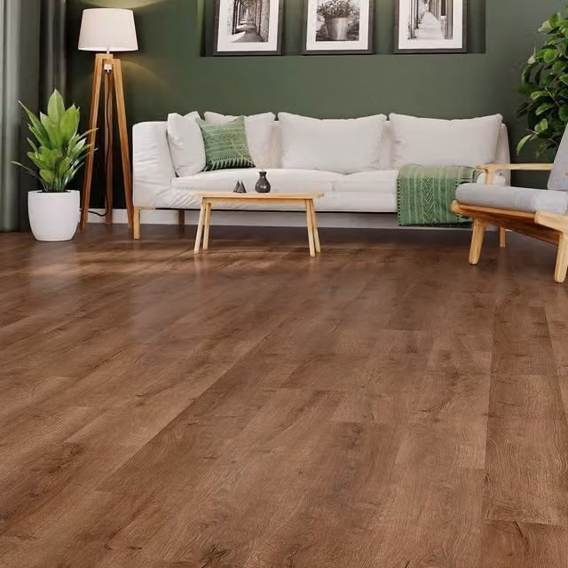 FloorLabs Brown Wood Look Plank Laminate Flooring with Click System