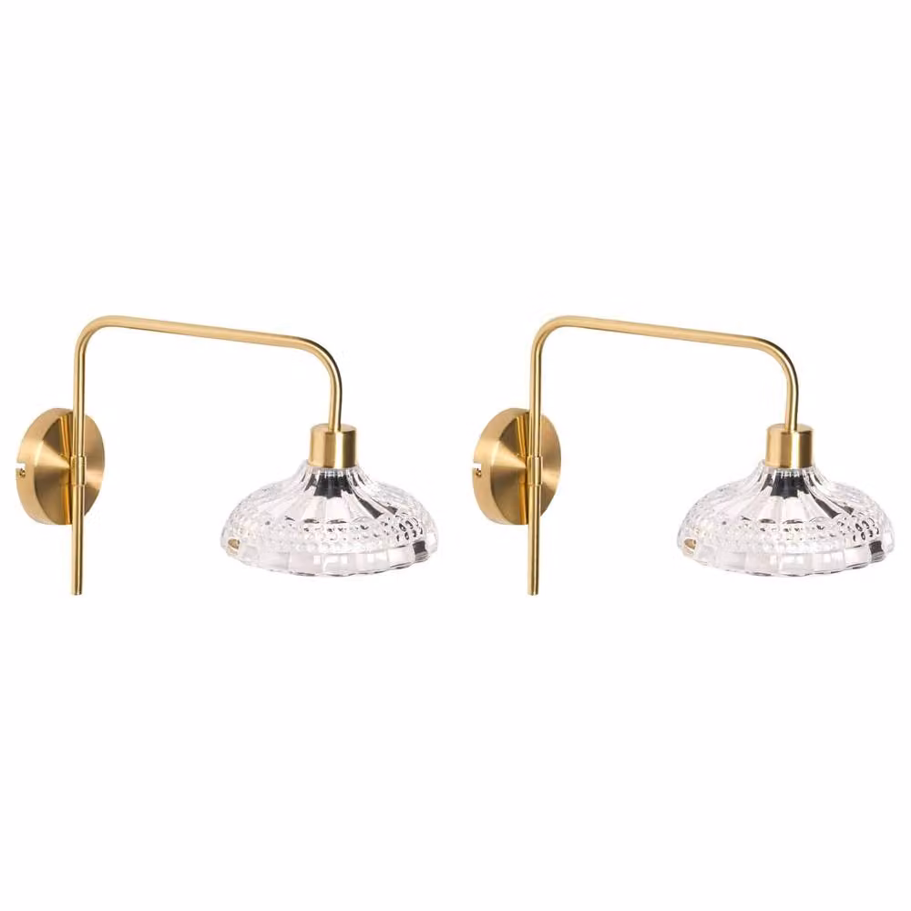 Wyld and Coco Gold Industrial Wall Lamp with Transparent Glass Cylinder Shade – 2