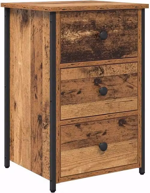 Berkfield Home Old Wood Rustic Table in Brown with Metal and MDF Construction