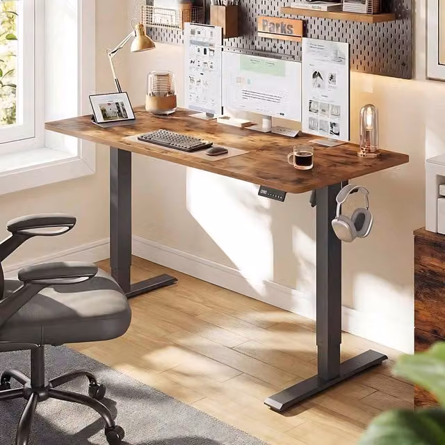 The Bazaarist Electric Height Adjustable Desk with Memory Function in Rustic Brown